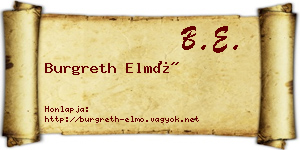 Burgreth Elmó névjegykártya